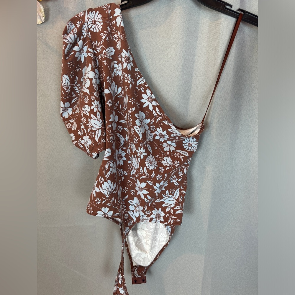 Intimately Free People One Shoulder Floral Print Bodysuit- Sz Small - Picture 3 of 8